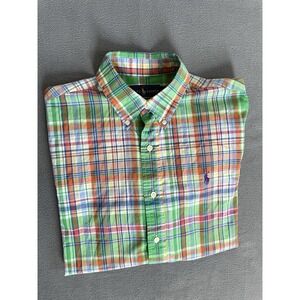 Ralph Lauren Shirt Mens Medium Multicolor Plaid Indian Madras Slim Fit Cotton